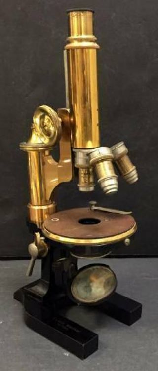 Antique E.  Leitz & Wetzlar Brass Microscope Model No.  75514,  Nr