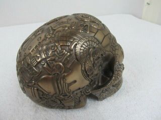 VERY COOL Design Clinic Large Aztec Hand Crafted Bronze Skull Sculpture TL 1785 4