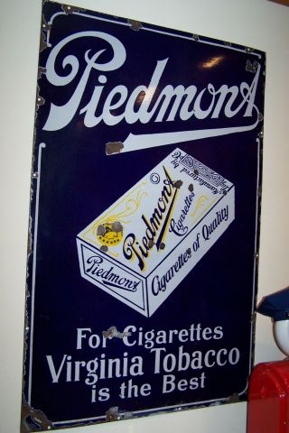 Vintage Piedmont Cigarette / Tobacco Porcelain Sign - Early 1920 