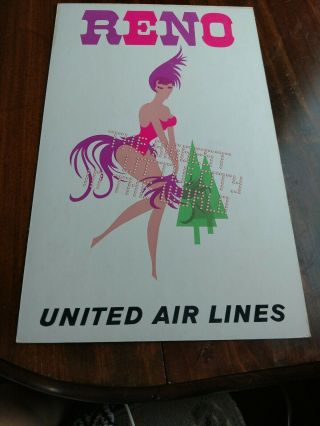 Vintage United Airlines Poster Reno