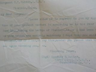 Boxer Rebellion Smedley D.  Butler Letter 1900 Marine USMC Medal Of Honor China 2