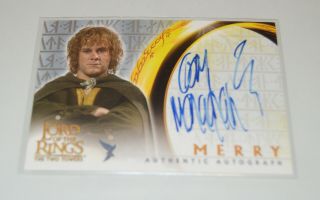 Dominic Monaghan Merry Lord Of The Rings Ttt Autograph Card Topps Signed Proof