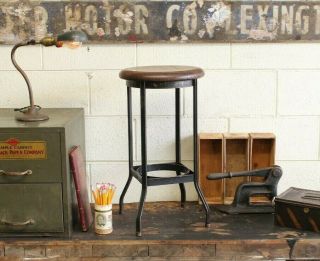 Vintage Antique Industrial Illinois Stool Chair Uhl Toledo Era Factory 1940s 24 "