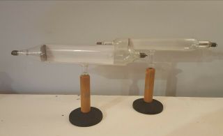 2 Vintage Crookes Tubes,  Display Stand Science