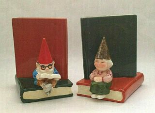 Vtg Gift World Of Gorham Gnome Bookend Japan Set Of 2.  Hard To Find