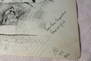 1912 Comic Sketch of AIRMAN CRASHING PLANE Landing in Chimney - Pre WW1 5