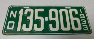 1933 North Dakota Passenger Car License Plate