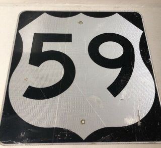 Authentic Retired Texas Route 59 Shield Highway Sign Houston Arkansas Oklahoma