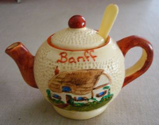 Vintage Banff Canada Souvenir Mini Teapot Sugar Bowl Made In England