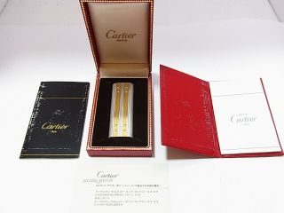 Cartier Paris Gas Lighter Oval Santos Plaque Or Gold Two - Tone Etc