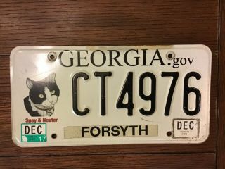 Georgia 2017 Spay & Neuter Cat License Plate Ct4976 Collectible Tag