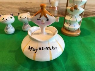 Vintage 1959 Rare Holt Howard Pixieware Ceramic Mayonnaise Jar & Spoon