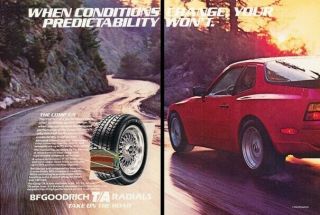 1986 Porsche 944 Bfgoodrich Tire 2 - Page Advertisement Print Art Car Ad D219