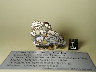 Meteorite Gujba,  Cba,  Only Witnessed Bencubbinite Fall 1984,  Full Slice 6,  71 G