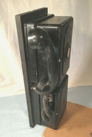 Vintage Black GTE Automatic Electric Wall Phone with Side Crank 2