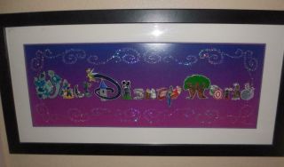 Walt Disney World Letters Framed 15 Pin Set Haunted Mansion Tinkerbell Figment