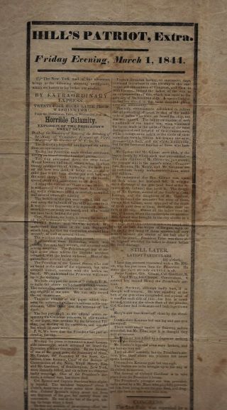 1844 Document (newspaper) Gun Explosion On Uss Princeton Kills Navy Officials