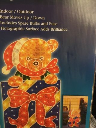 30” Animated Holographic Bear 100 Lights Bear Moves Up And Down Indoor/ Outdoor