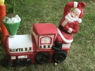 Vintage Empire Santa Rr Train Lighted Christmas Blow Mold