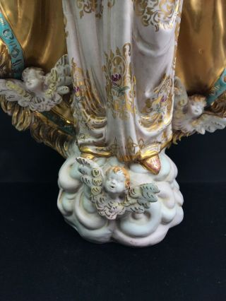 Eugenio Pattarino Italian Terracotta Mary Madonna & Jesus Christ Statue Figurine 3