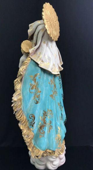 Eugenio Pattarino Italian Terracotta Mary Madonna & Jesus Christ Statue Figurine 6