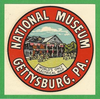 Vintage 1946 Goldfarb " National Museum " Gettysburg Pa Travel Decal Art