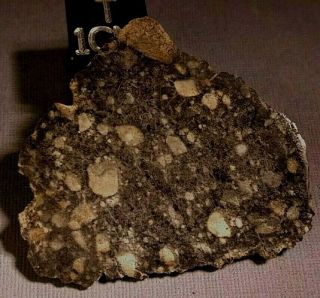 Awesome 2016,  Nwa 10822 Lunar Moon Meteorite Polished Slice 3.  764 Gr.  Crusted