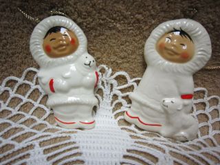 Collect.  Alaska Snow Babies Ornaments,  Seal And Puppy,  C.  Alan Johnson Co.  1986