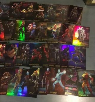 Set Of Marvel Contest Of Champions Arcade Game Dave Busters All 75 Cards Foil