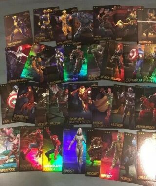 Set of Marvel Contest Of Champions Arcade Game Dave Busters All 75 Cards FOIL 2