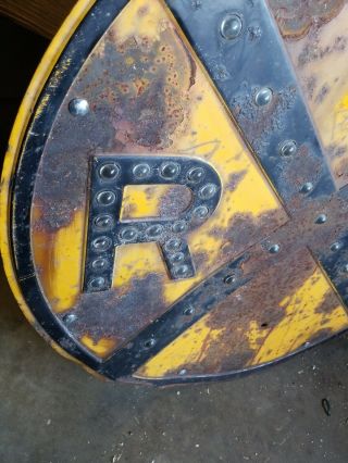Vintage Railroad Crossing Sign Glass Marble Reflectors 30 