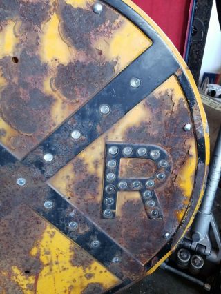 Vintage Railroad Crossing Sign Glass Marble Reflectors 30 