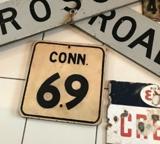 Vintage Route 69 Highway Road Sign Wooden Road Sign Connecticut Ships