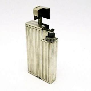 Vintage Dunhill Savory Long Handy Silver Plate Petrol Pocket Lighter -