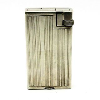 Vintage Dunhill Savory Long Handy Silver Plate Petrol Pocket Lighter - 2