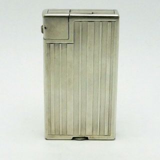Vintage Dunhill Savory Long Handy Silver Plate Petrol Pocket Lighter - 3