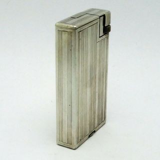 Vintage Dunhill Savory Long Handy Silver Plate Petrol Pocket Lighter - 4