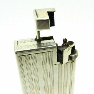 Vintage Dunhill Savory Long Handy Silver Plate Petrol Pocket Lighter - 7