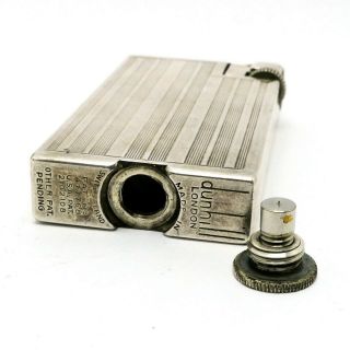 Vintage Dunhill Savory Long Handy Silver Plate Petrol Pocket Lighter - 8