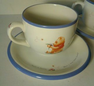 Disney Simply Pooh Large Soup / Coffee Mug Cup & Lunch Plate Winnie The Pooh