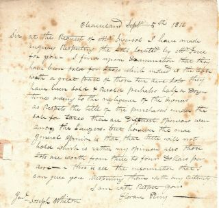 Revolutionary War Joseph Whiton Ohio Western Reserve Letter About Land 1816