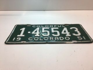 RARE 1951 COLORADO (1 - 45543) License Plate 2