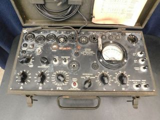 VINTAGE OLD ANTIQUE SIGNAL CORPS MUTUAL CONDUCTANCE RADIO TELEVISION TUBE TESTER 3