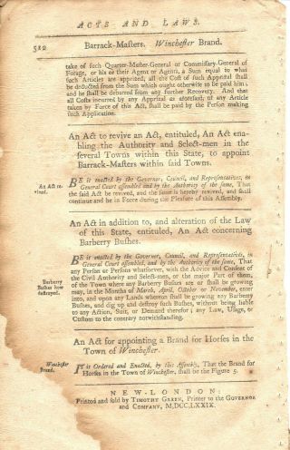 REVOLUTIONARY WAR CONNECTICUT ACTS & LAWS JANUARY 1779 SUPPLY CONTINENTAL ARMY 3