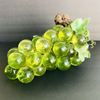 Vintage Acrylic Glass Lucite Green Grape Cluster Drift Wood Mcm Retro Decor 11 "