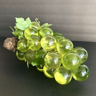 Vintage Acrylic Glass Lucite Green Grape Cluster Drift Wood MCM Retro Decor 11 