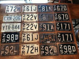 Vintage Black Or Yellow Jersey License Plates 46,  47,  48,  50,  51,  56 X1