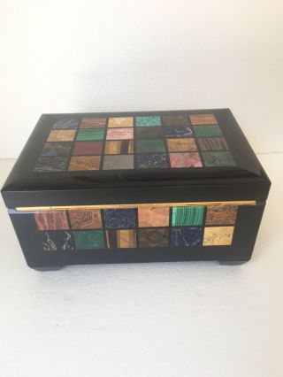 Antique Italian Pietra Dura Inlaid Cigar Box R Romanelli Florence Italy 5