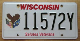 Wisconsin 2013 Salutes Veterans Graphic License Plate 11572y