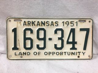 Vintage 1951 Arkansas License Plate